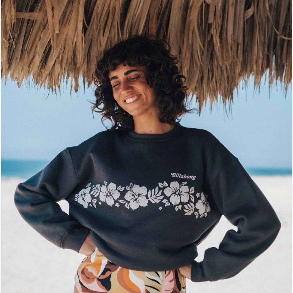 Billabong Forget Me Not Sweatshirt Large NWT Floral  Crewneck Surf Pullover